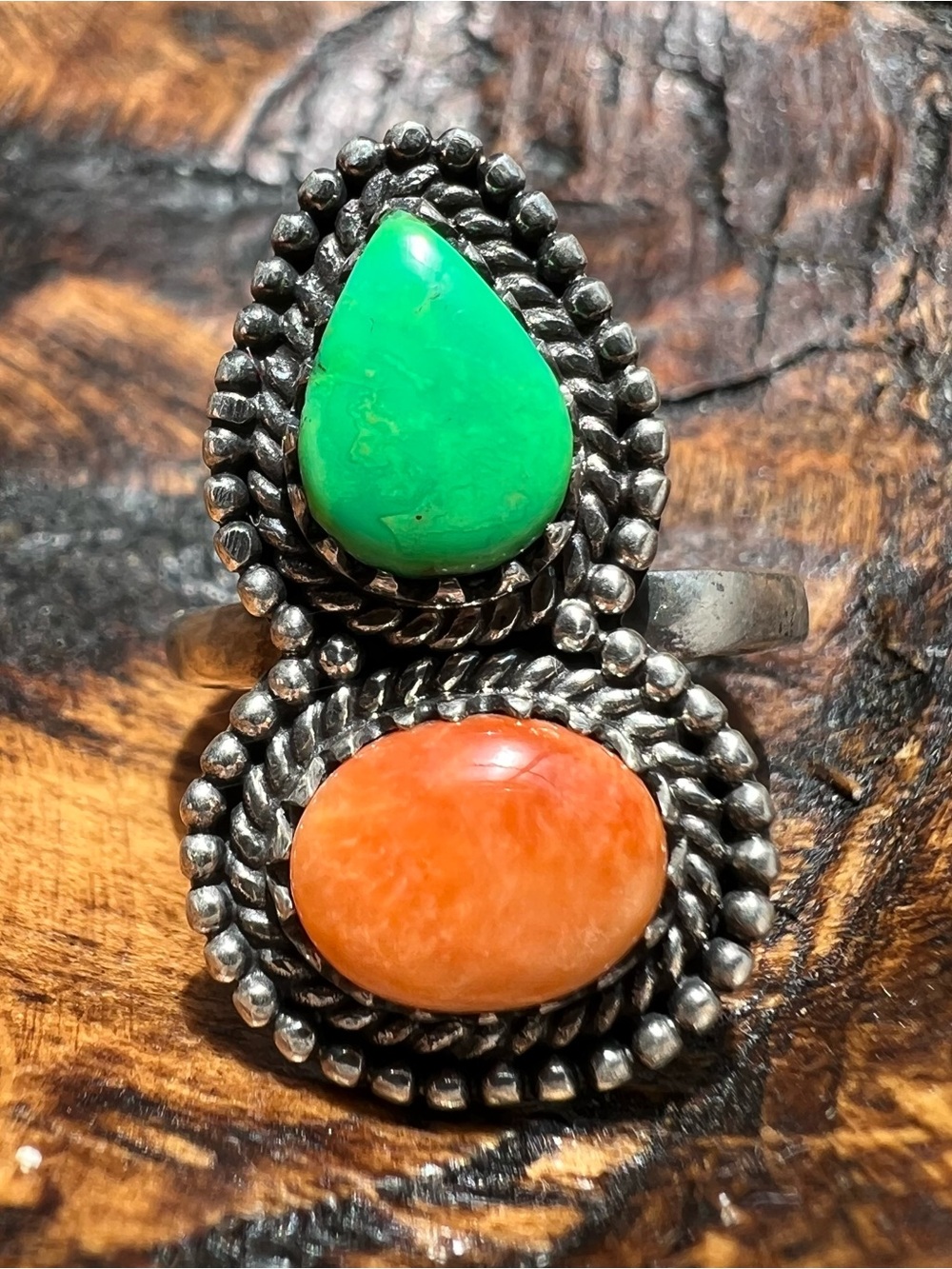 Sterling Silver Sonoran Gold Turquoise & Spiny Oyster Statement Ring size 9